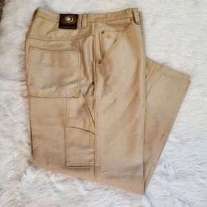 Vintage 90s Enyce Beige Brown Oiled Carpenter Jeans